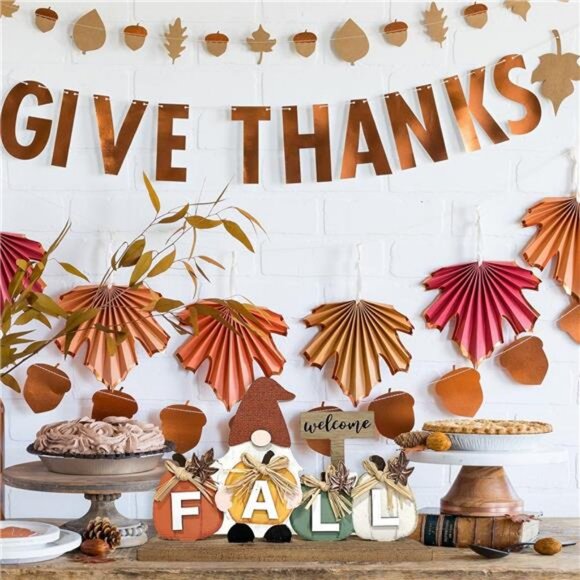 Fall Decorations for Home Thanksgiving Decor Wooden Gnome Sign Farmhouse - Picture 5 of 8
